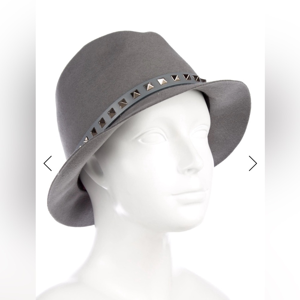 Valentino Gray Fedora with Studded Band - Picture 4 of 5